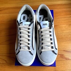 P448 John Low Top Sneaker Suede Woven Cream Grey SZ EU 40